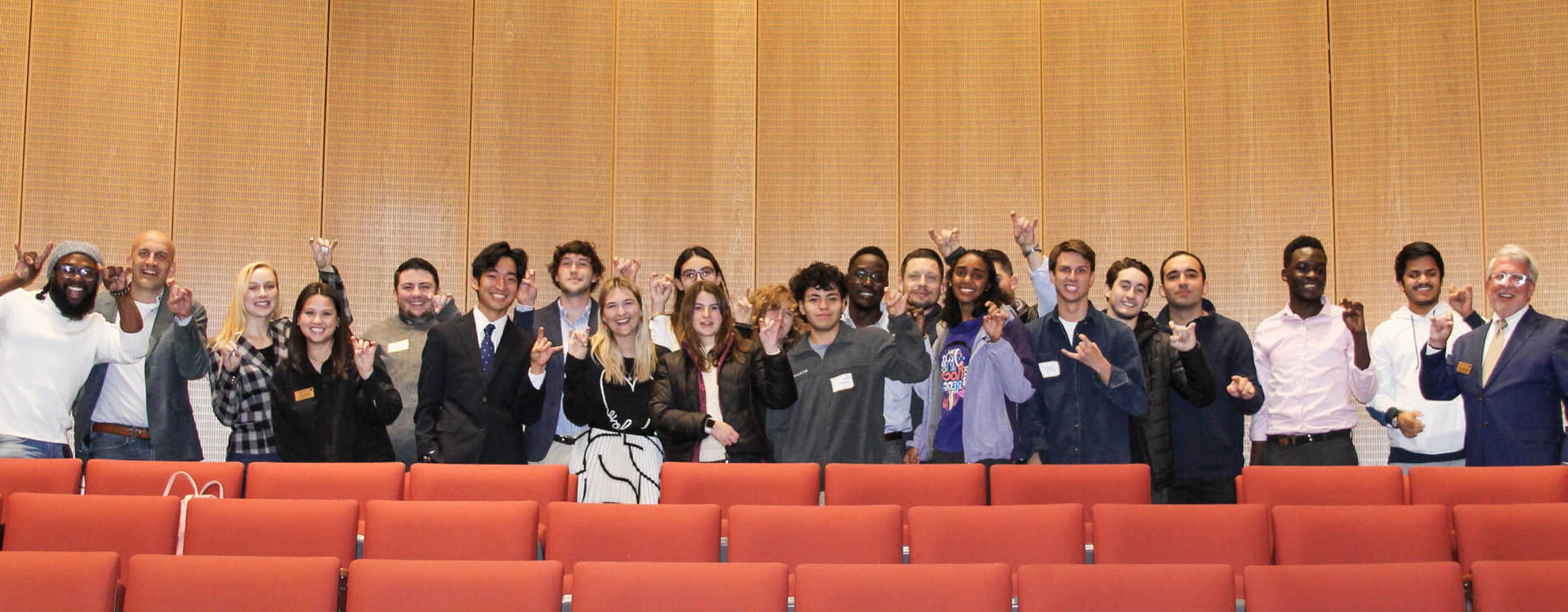 iChallenge on the Hilltop competitors pose in the Carter Auditorium.