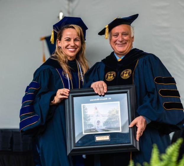 President Fuentes with Austin Mayor Kirk Watson at St. Edward's University graduation